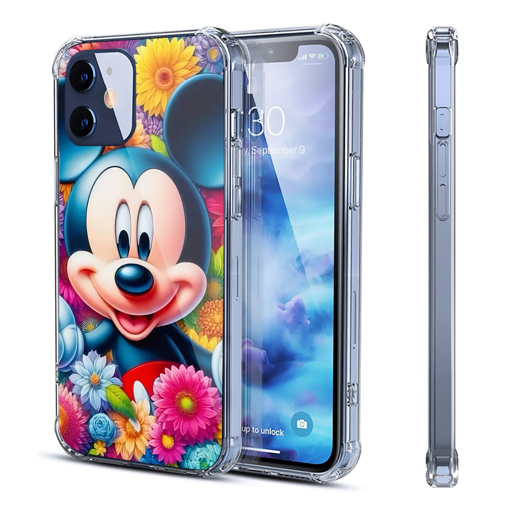 （画像用） ミッキーマウス Mickey Mouse 【iPhone 12シリーズ対応】透明スマホケース（クリアソフトケース）